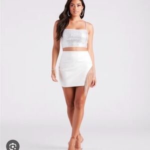 NWT Windsor white leather skirt